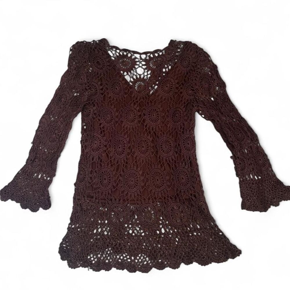 Joseph A. Women's Brown Crochet Top